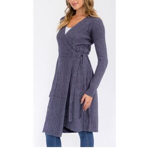 Self-tie Wrap Midi Sweater Dress